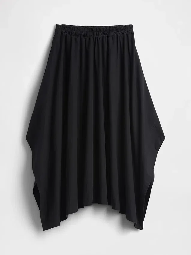 Jupe midi en popeline à ourlet en pointe