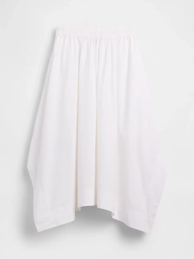 Jupe midi en popeline à ourlet en pointe