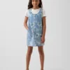 Jupe-salopette en denim à motifs floraux pour enfant