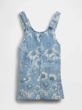 Jupe-salopette en denim à motifs floraux pour enfant