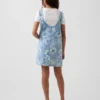 Jupe-salopette en denim à motifs floraux pour enfant