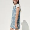 Jupe-salopette en denim à motifs floraux pour enfant
