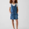 Jupe-salopette en denim pour enfant avec fermeture éclair