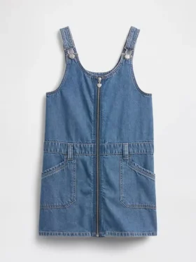 Jupe-salopette en denim pour enfant avec fermeture éclair
