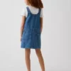 Jupe-salopette en denim pour enfant avec fermeture éclair