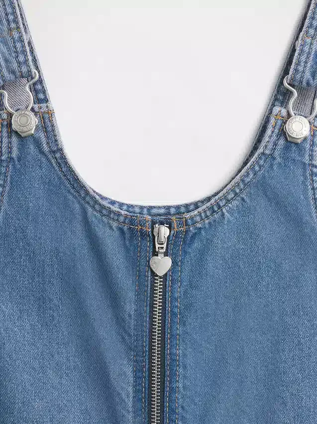 Jupe-salopette en denim pour enfant avec fermeture éclair