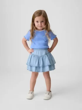 Jupe-short en denim à volants pour Bébé & Enfant