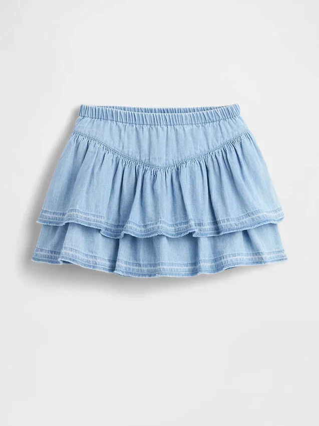 Jupe-short en denim à volants pour Bébé & Enfant