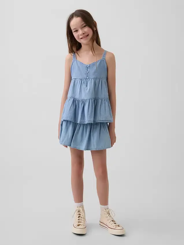 Jupe-short en denim à volants pour enfant