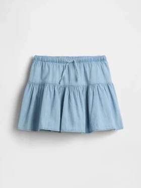 Jupe-short en denim à volants pour enfant