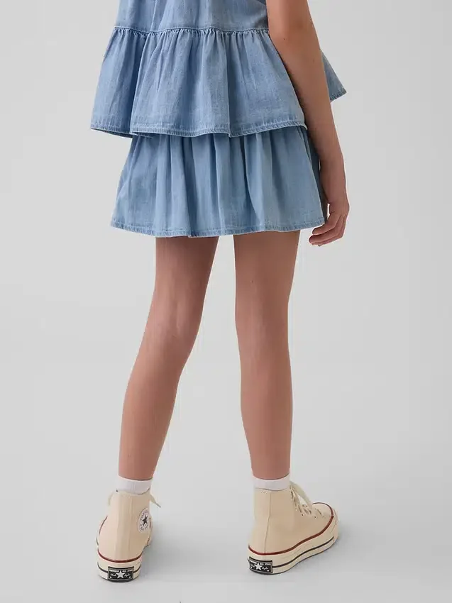 Jupe-short en denim à volants pour enfant