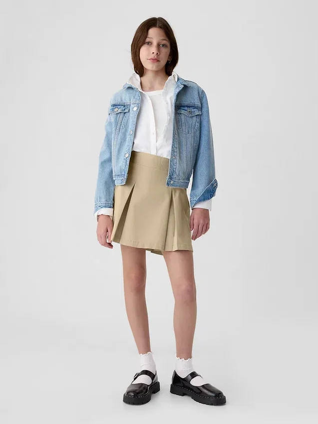 Jupe-short kaki plissée pour enfants