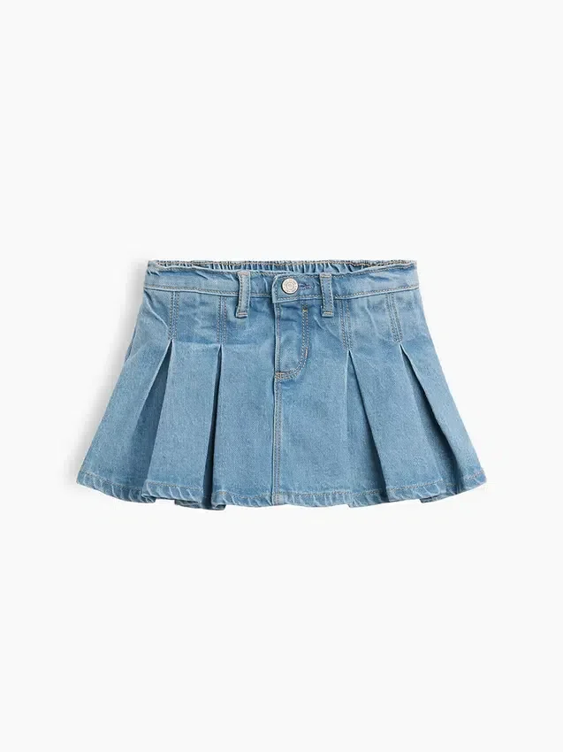 Jupe-short plissée en denim pour Bébé & Enfant