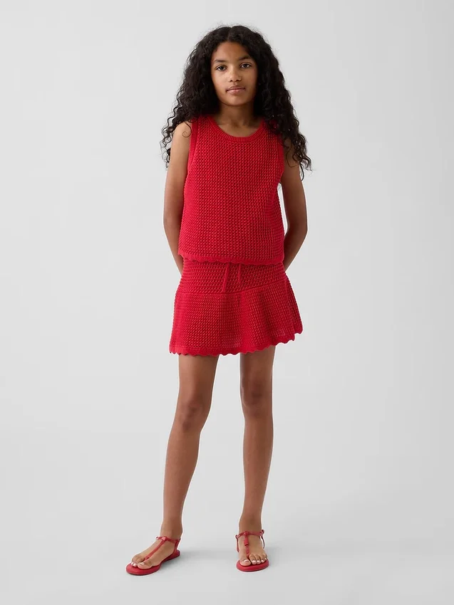 Jupe-short à volants en crochet pour enfants