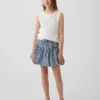 Jupe-short à volants en denim vichy pour enfant