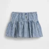 Jupe-short à volants en denim vichy pour enfant