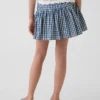 Jupe-short à volants en denim vichy pour enfant