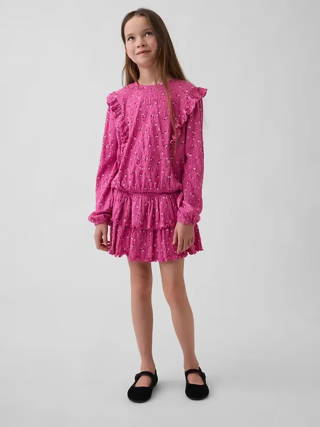 Jupe-short à volants en maille froissée pour enfant