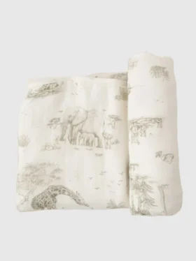 La couverture pour bébé en bambou « Gilded Bird Safari Toile »