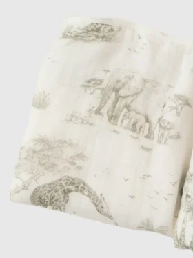 La couverture pour bébé en bambou « Gilded Bird Safari Toile »