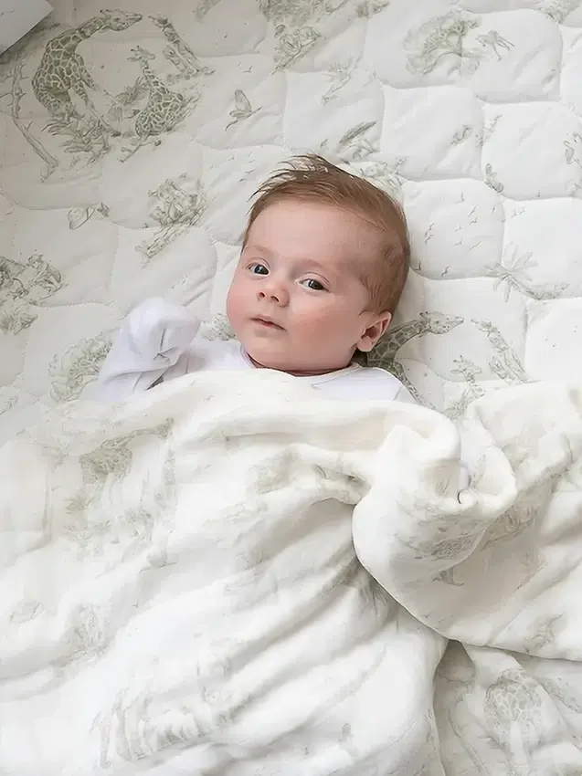 La couverture pour bébé en bambou « Gilded Bird Safari Toile »