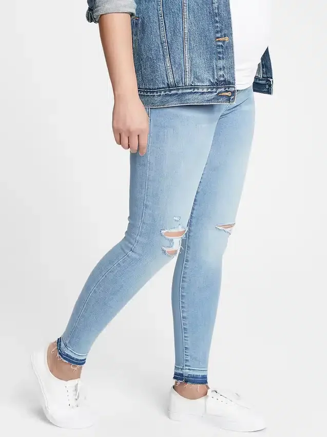Legging de maternité à panneau intégral et effet usé