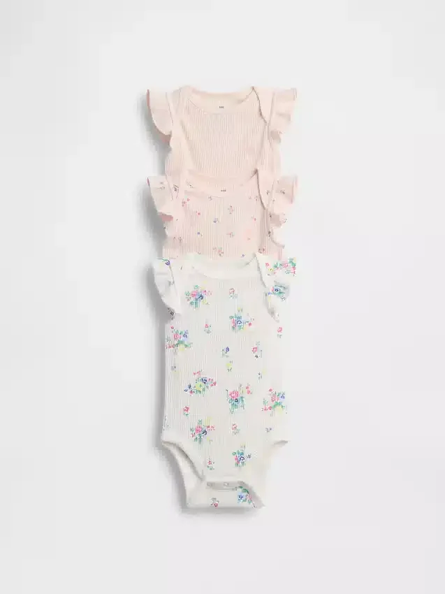 Les premiers coups de cœur de bébé : Bodys à volants en maille fine (lot de 3)