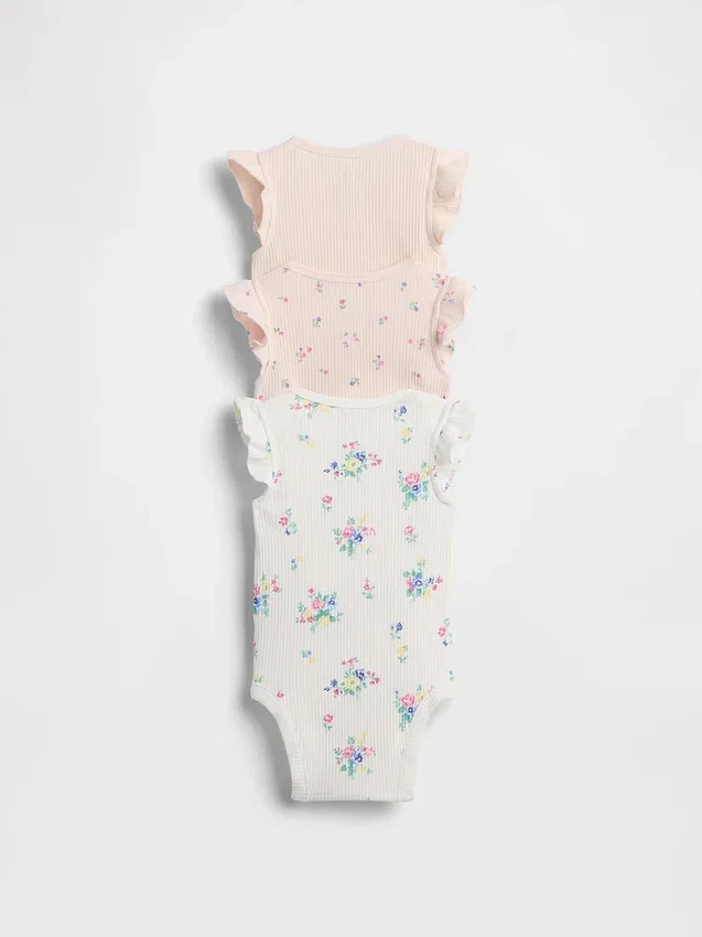 Les premiers coups de cœur de bébé : Bodys à volants en maille fine (lot de 3)
