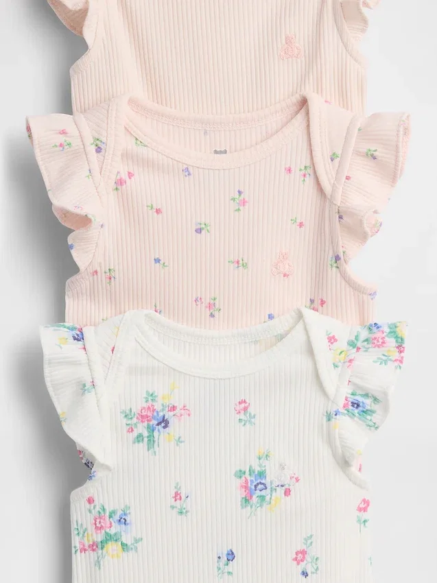 Les premiers coups de cœur de bébé : Bodys à volants en maille fine (lot de 3)