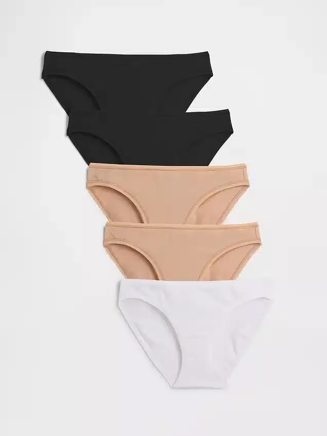 Lot de 5 slips bikini en coton bio extensible