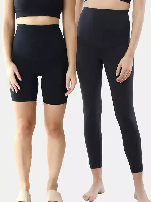 Lot de deux leggings et shorts de cyclisme post-partum Ingrid et Isabel