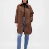Manteau de voiture oversize en laine mélangée à motif pied-de-poule