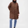 Manteau de voiture oversize en laine mélangée à motif pied-de-poule