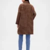 Manteau de voiture oversize en laine mélangée à motif pied-de-poule