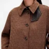 Manteau de voiture oversize en laine mélangée à motif pied-de-poule