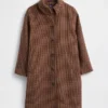 Manteau de voiture oversize en laine mélangée à motif pied-de-poule