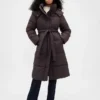 Manteau matelassé long à ceinture