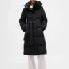 Manteau matelassé long à ceinture