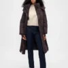 Manteau matelassé long à ceinture