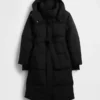 Manteau matelassé long à ceinture