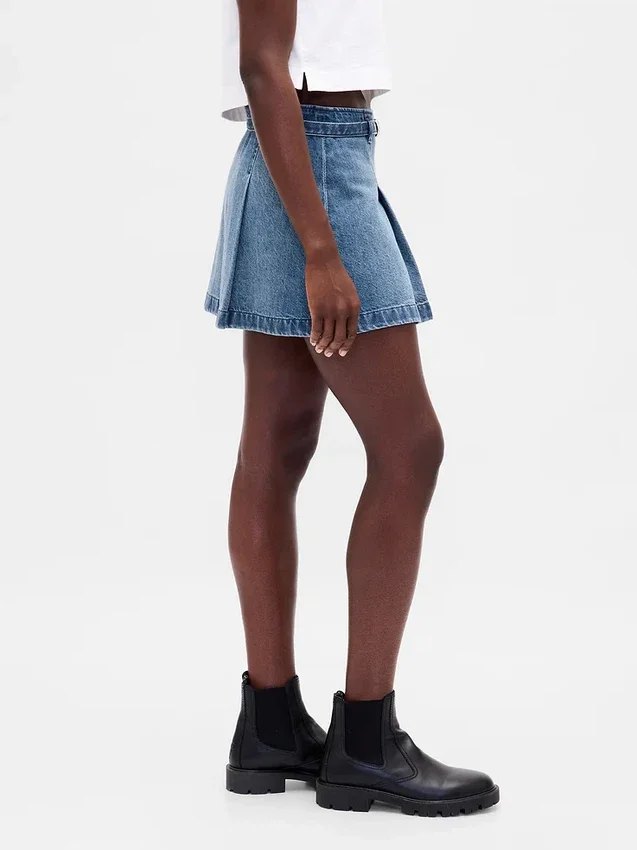 Mini-jupe en denim avec ceinture
