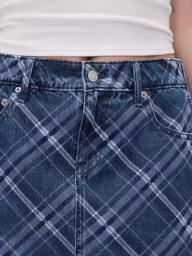Mini-jupe en jean à carreaux