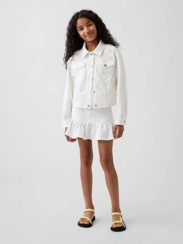 Mini-jupe en jean à volants pour enfant