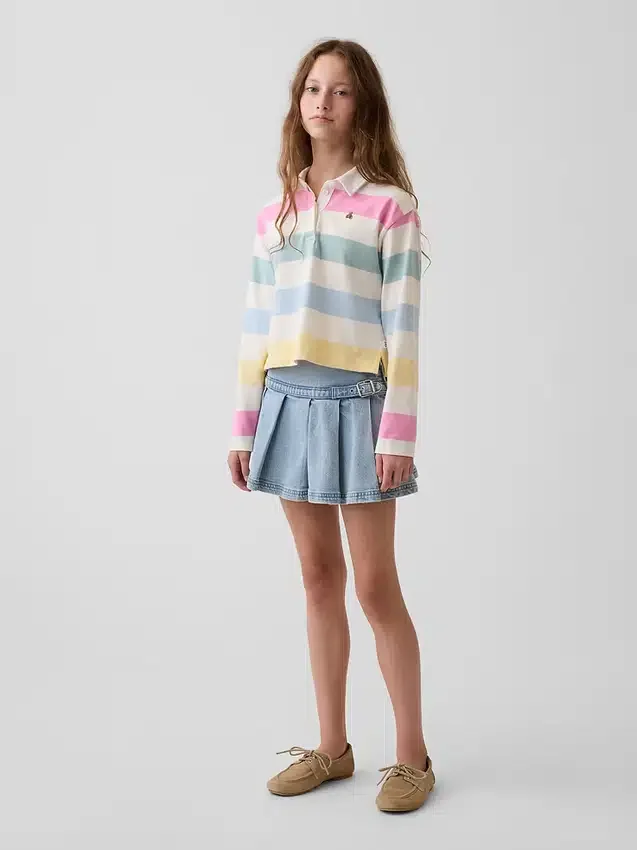 Mini-jupe plissée en denim pour enfant