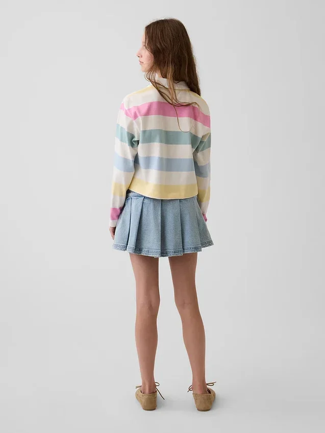 Mini-jupe plissée en denim pour enfant