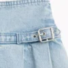 Mini-jupe plissée en denim pour enfant