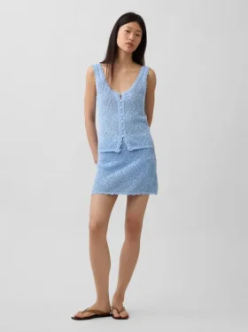 Mini-jupe-pull en coton 100 % à motif pointelle