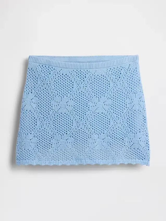 Mini-jupe-pull en coton 100 % à motif pointelle