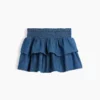 Mini-jupe-short en denim smocké pour enfants