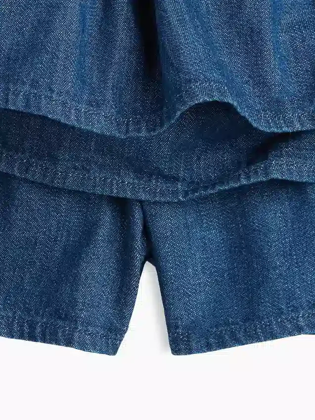 Mini-jupe-short en denim smocké pour enfants